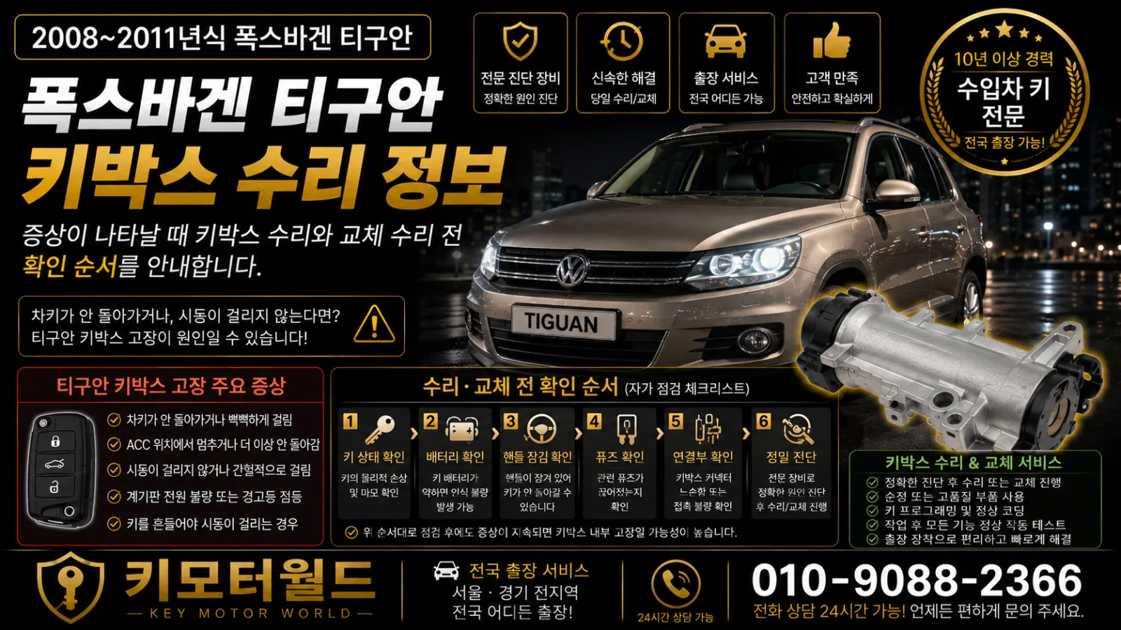 2008~2011년식 폭스바겐 티구안 폭스바겐 티구안 2008부터 2011 키박스 수리 정보 키모터월드
