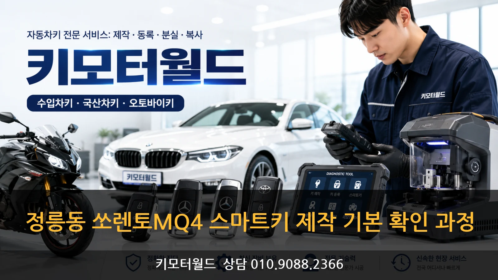 정릉동 쏘렌토MQ4 스마트키 제작 기본 확인 과정