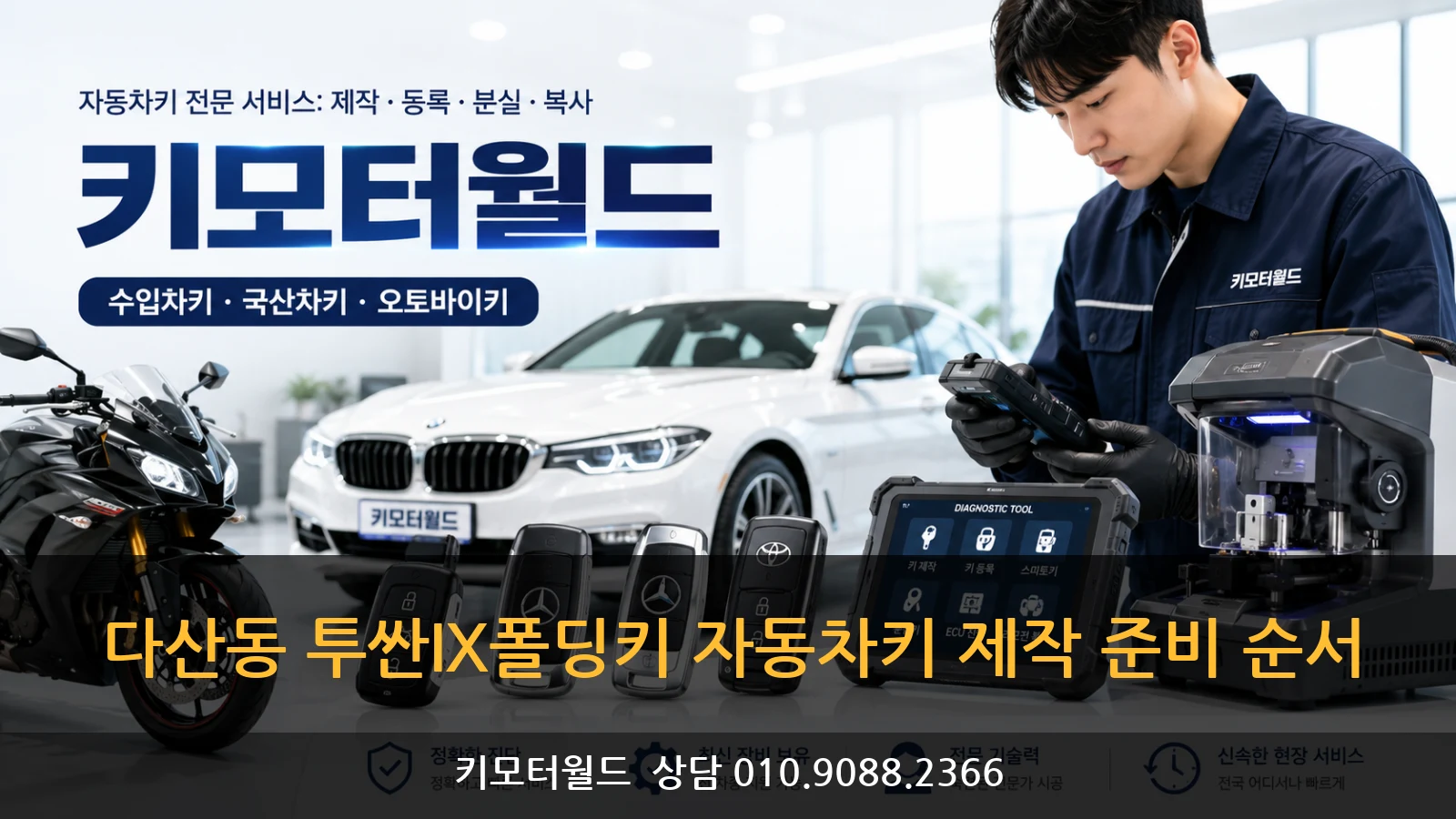 다산동 투싼IX폴딩키 자동차키 제작 준비 순서