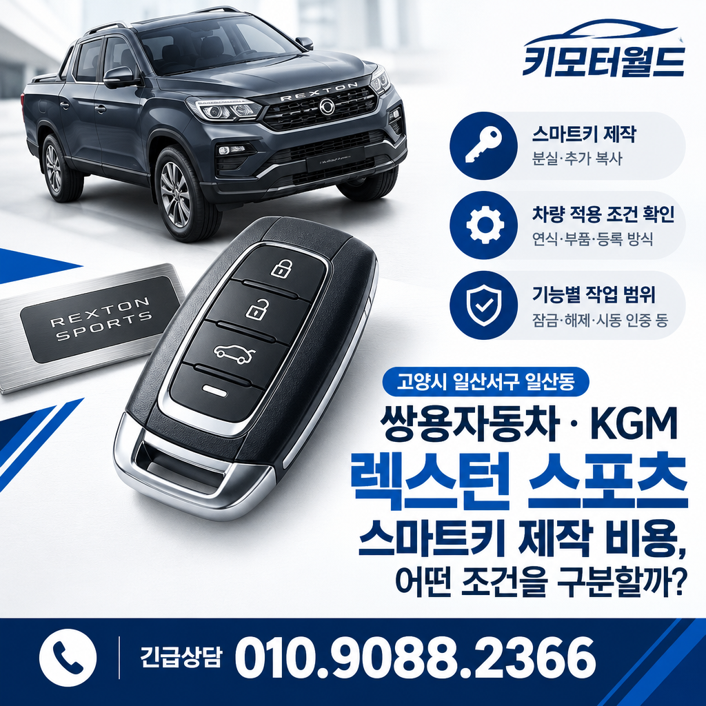 일산동 렉스턴 스포츠 스마트키 제작 비용, 어떤 조건을 구분할까?