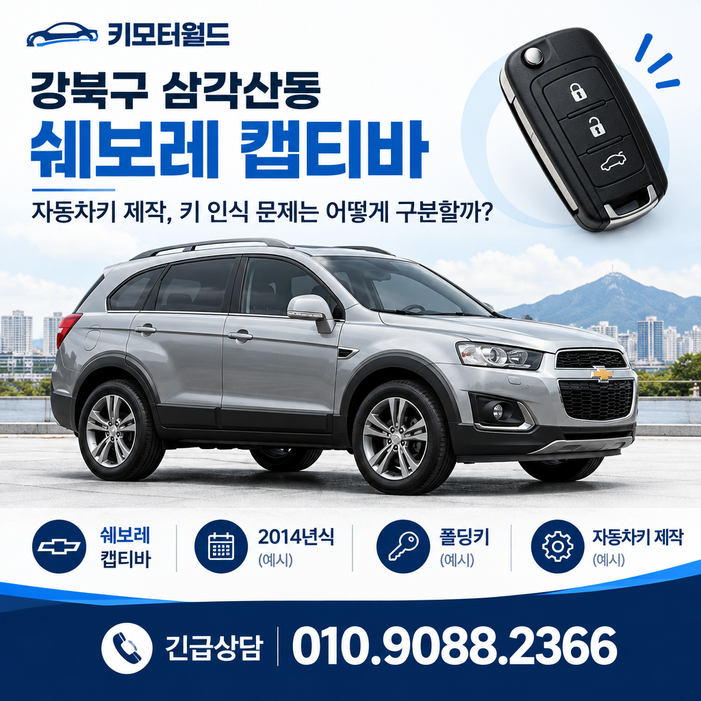 삼각산동 캡티바 자동차키 제작, 키 인식 문제는 어떻게 구분할까?
