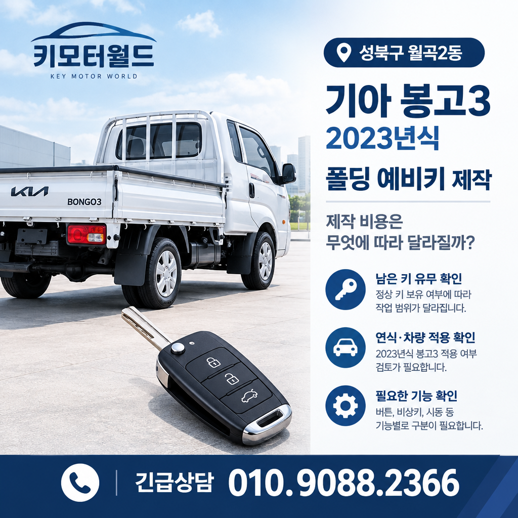 월곡2동 2023년식 봉고3 폴딩 예비키, 제작 비용은 무엇에 따라 달라질까?