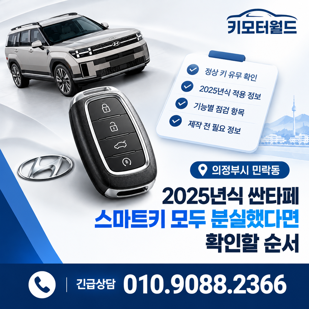 의정부시 민락동 2025년식 싼타페 스마트키 모두 분실했다면 확인할 순서