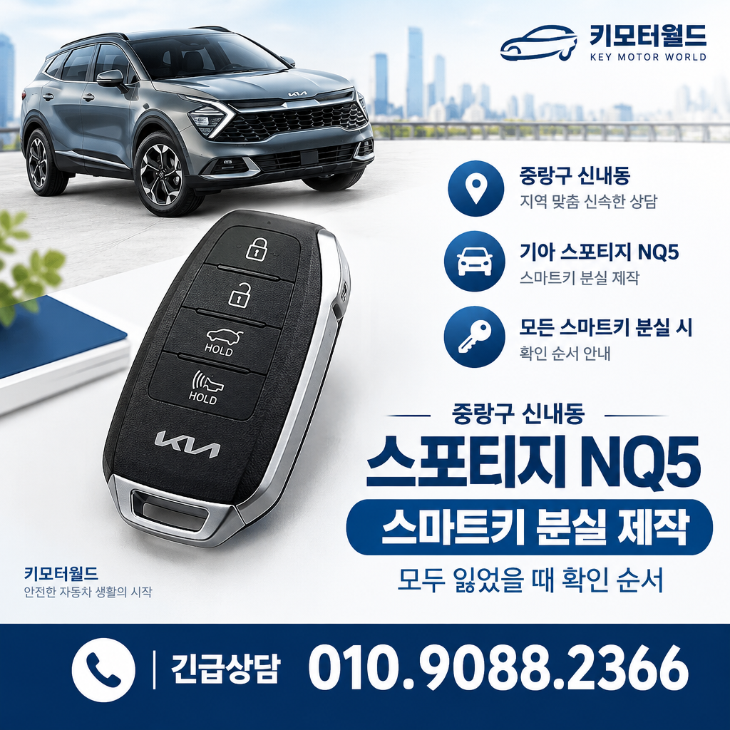 신내동 스포티지 NQ5 스마트키 분실 제작, 모두 잃었을 때 확인 순서