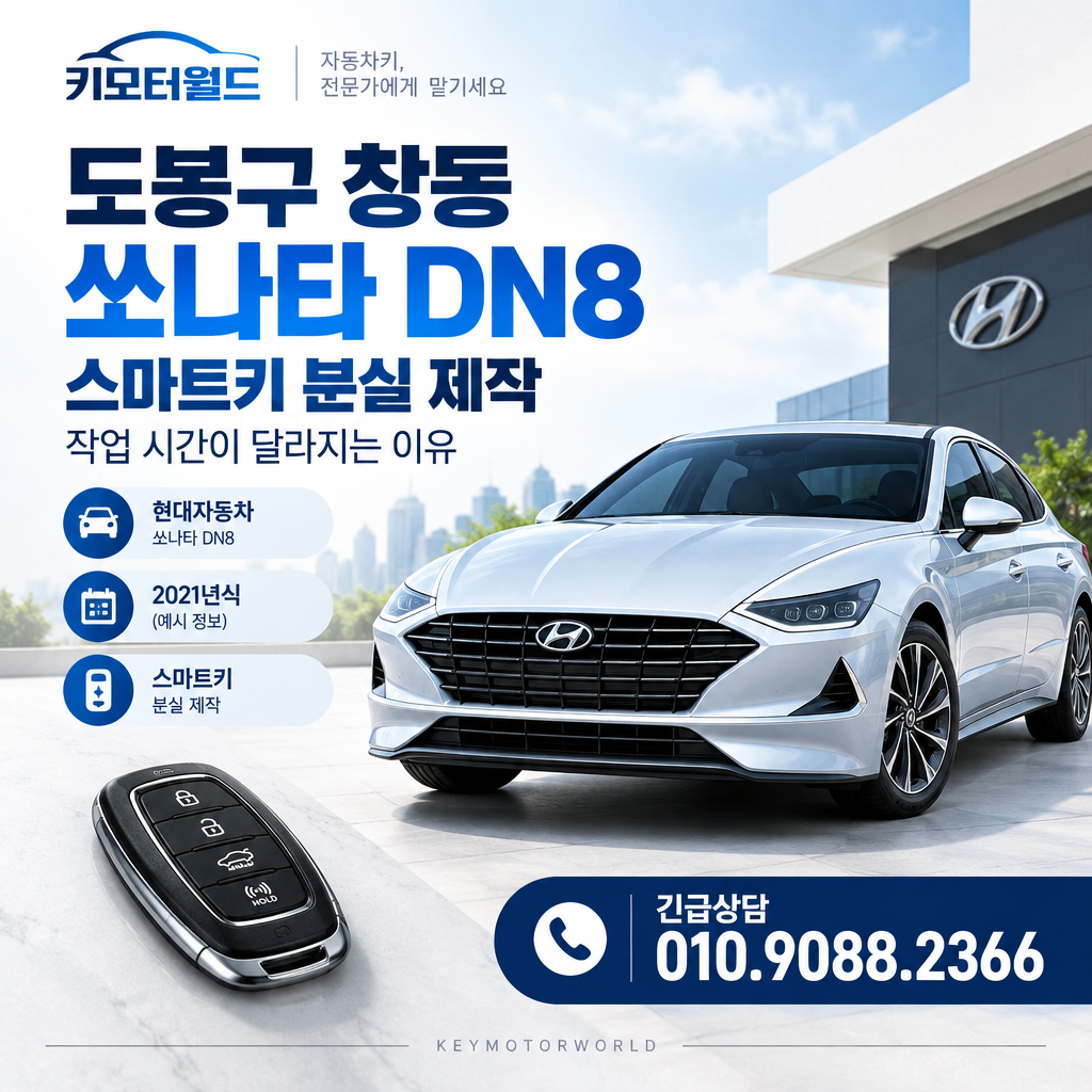 창동 쏘나타 DN8 스마트키 분실 제작, 작업 시간이 달라지는 이유