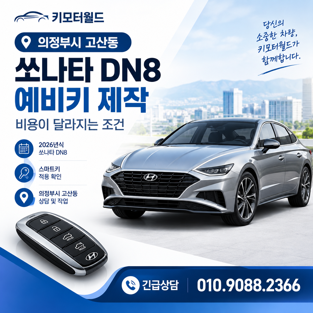 의정부시 고산동 쏘나타 DN8 예비키 제작 비용이 달라지는 조건