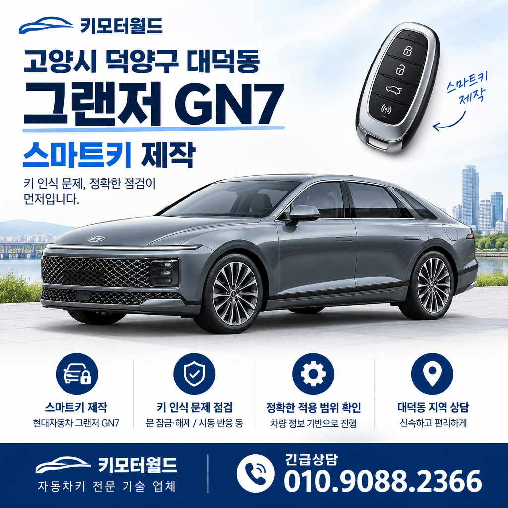대덕동 그랜저 GN7 스마트키 제작, 키 인식 문제 점검 기준