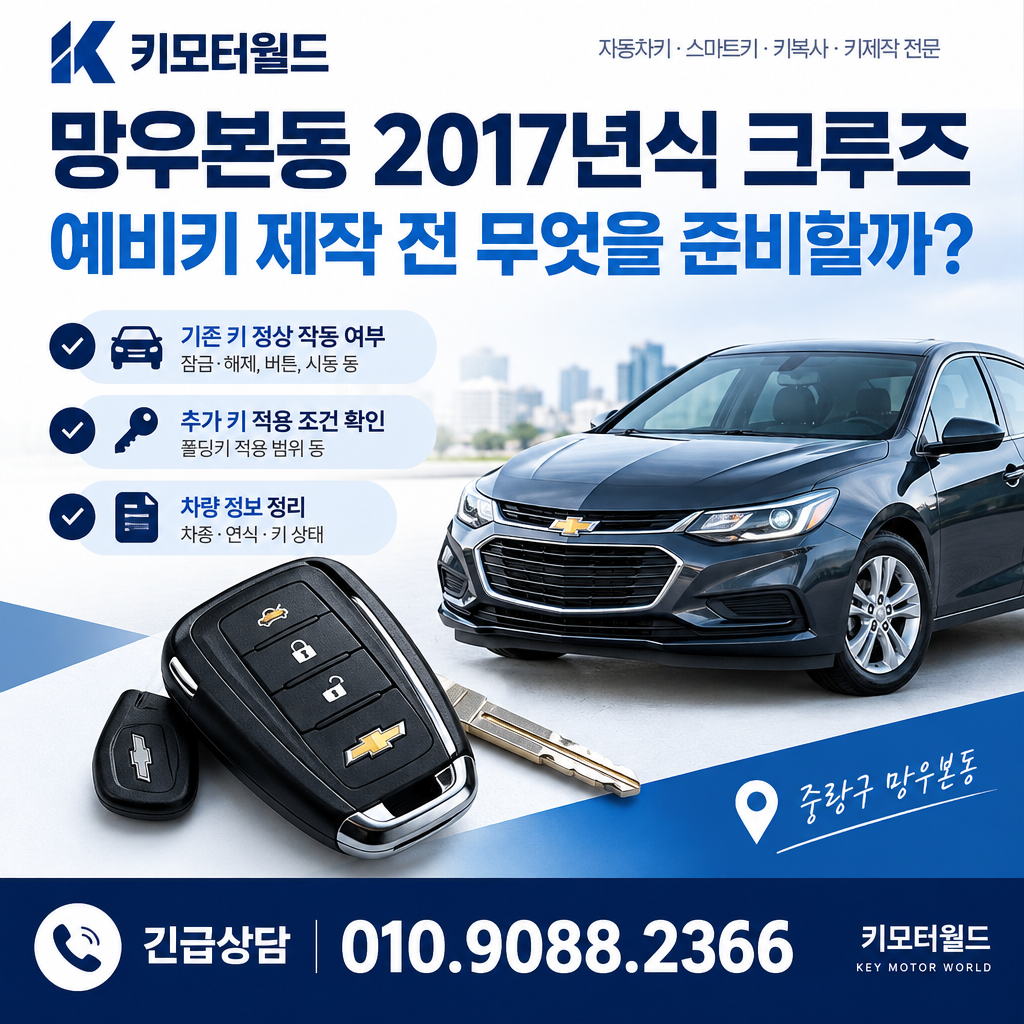 망우본동 2017년식 크루즈 예비키 제작 전 무엇을 준비할까?